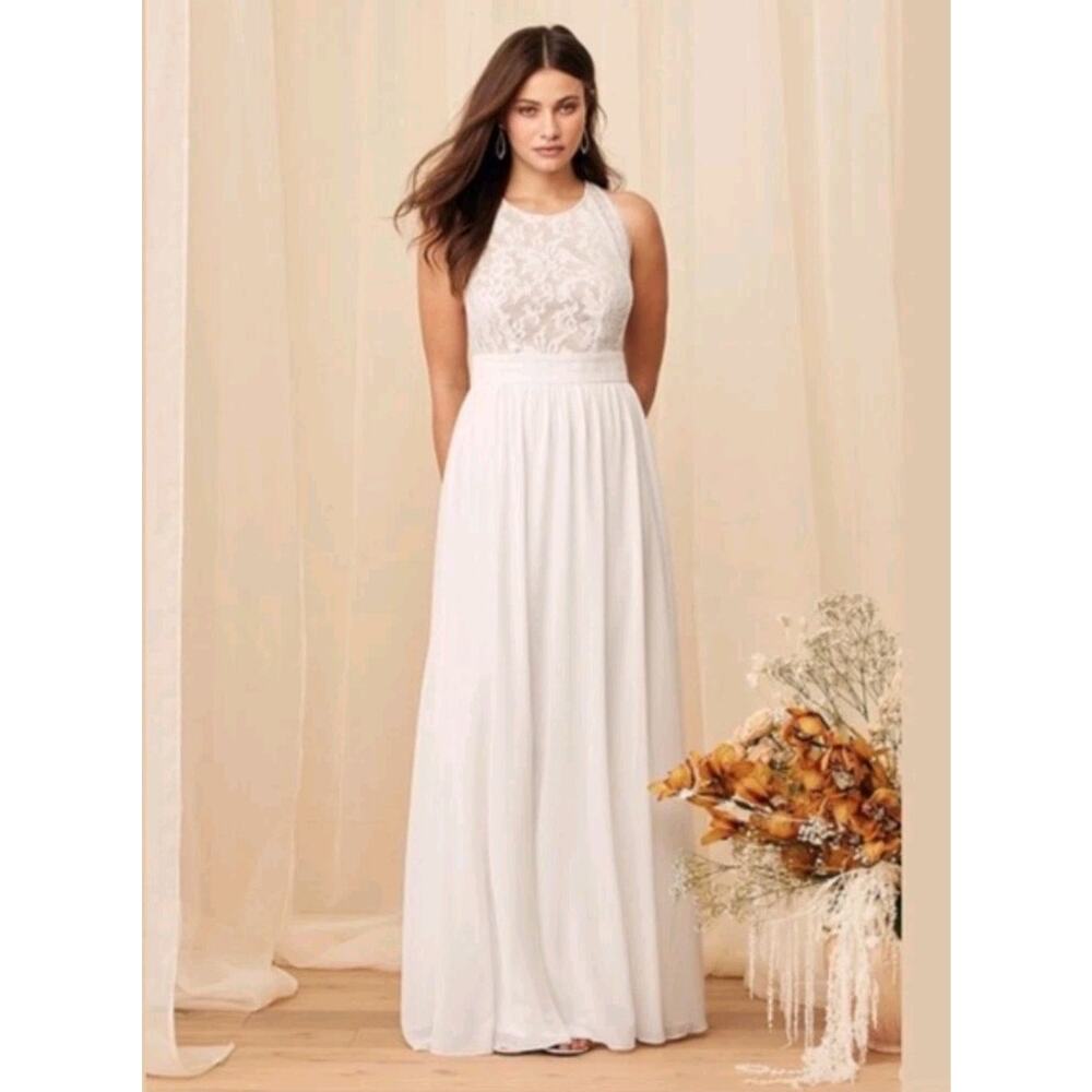 NWOT Lulu's Forever and Always White Lace Maxi Dress Women's Size Small Bridal
